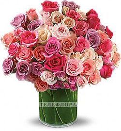 Букет из 51 разноцветной розы «Восхищение»