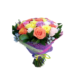 Букет из разноцветных роз "Цвета радуги"